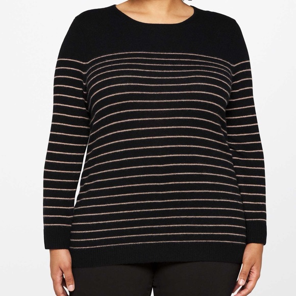 41 Hawthorn Black and Tan Crew Neck Cashmere Sweater - Picture 2 of 9